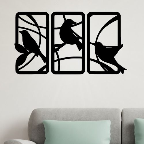 Handcrafted Wooden Sparrow Wall Decor – Nature-Inspired 3 Panel Wall Art for Home & Office View Gallery - Pakistan
