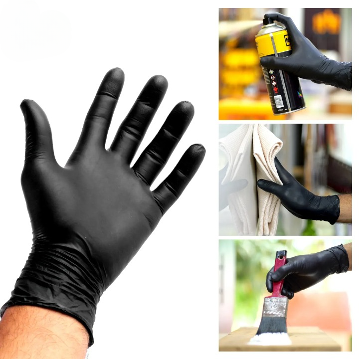Safety Fine Black Nitrile Gloves – Powder-Free, Disposable – Box of 100 View Gallery - Pakistan