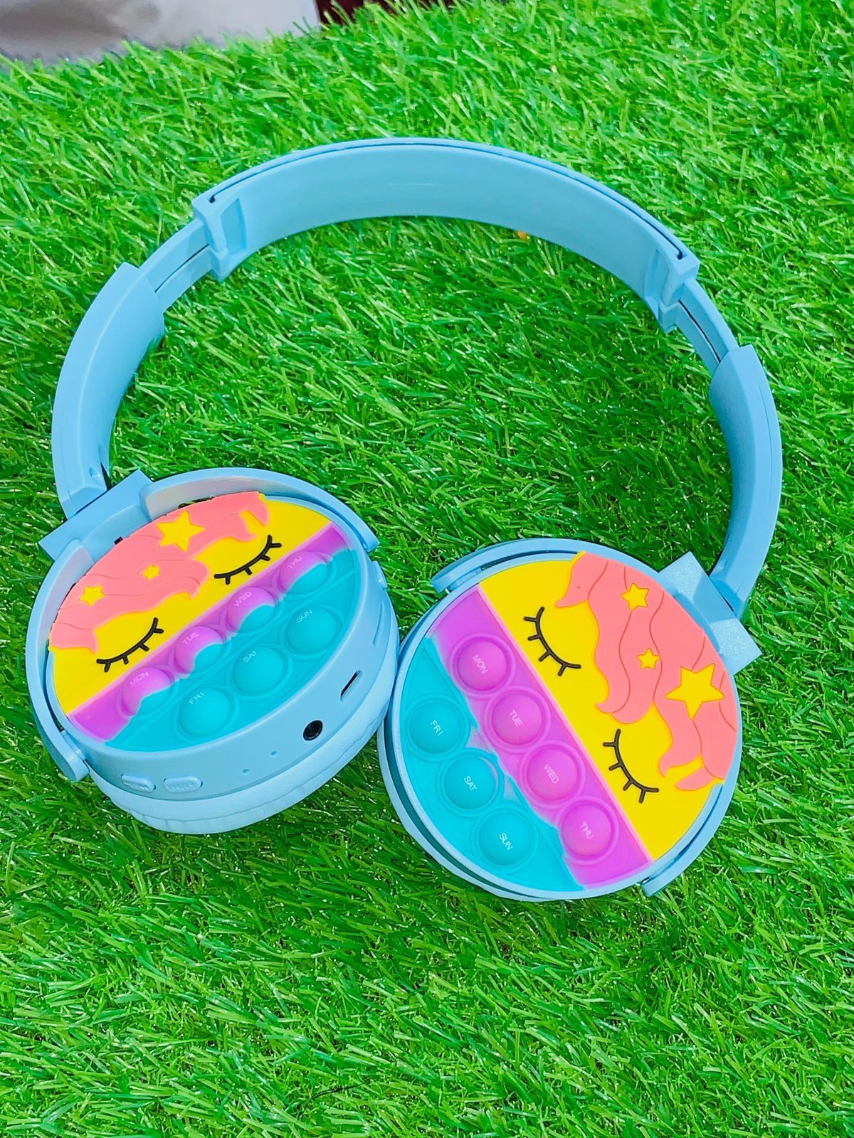 Cute Pop It Wireless Bluetooth Headphones | Foldable Headset With Memory Card Support, Wired & Wireless Modes, Soft Earpads For Kids - With Box (Random Color) View Gallery - Pakistan