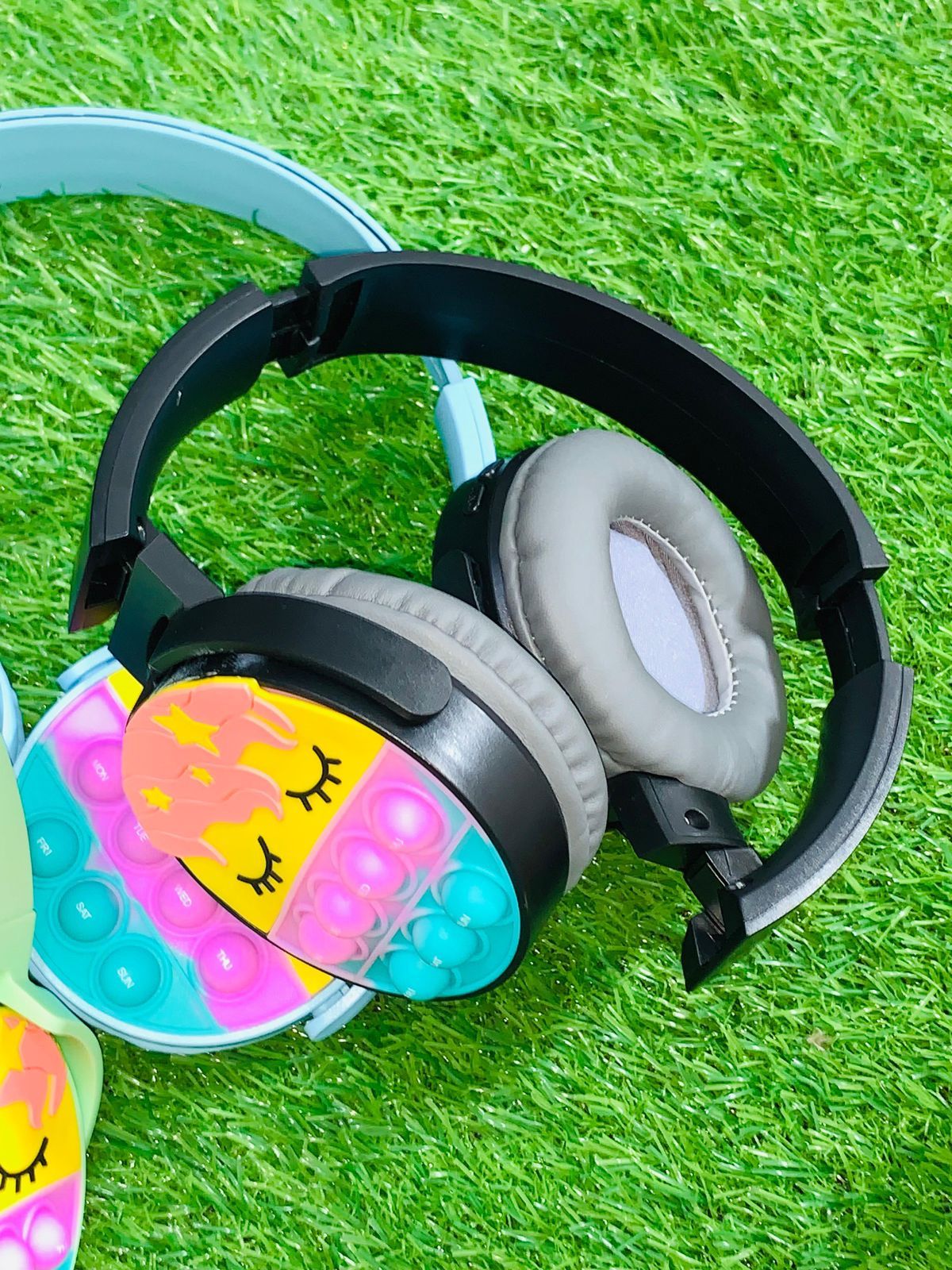 Cute Pop It Wireless Bluetooth Headphones | Foldable Headset With Memory Card Support, Wired & Wireless Modes, Soft Earpads For Kids - With Box (Random Color) View Gallery - Pakistan