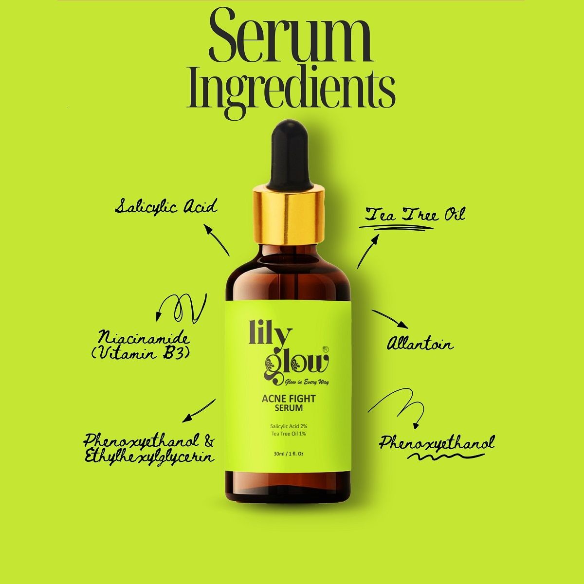 Lily Glow Acne Fight Serum – For Oily & Dry Skin, Acne Marks, Pimples & Face Whitening (30ml) View Gallery - Pakistan