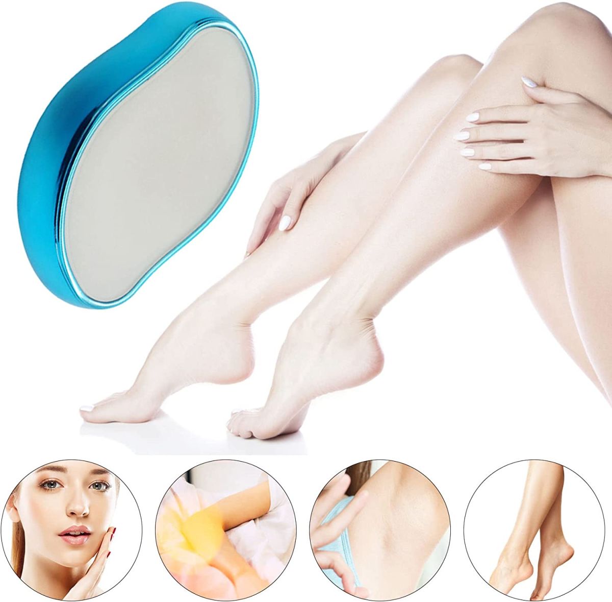 Crystal Hair Eraser – Magic Painless Hair Remover Stone for Men & Women | Reusable Exfoliating Epilator for Legs, Arms & Back | Smooth & Silky Skin (Random Color) View Gallery - Pakistan