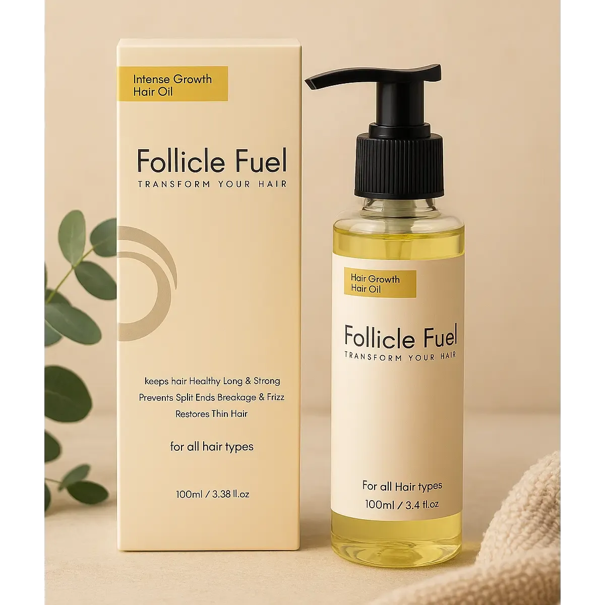Follicle Fuel Intense Growth Hair Oil – Strengthens Roots, Reduces Hair Fall &amp; Promotes Fast, Healthy Hair Growth for Men &amp; Women 100ml