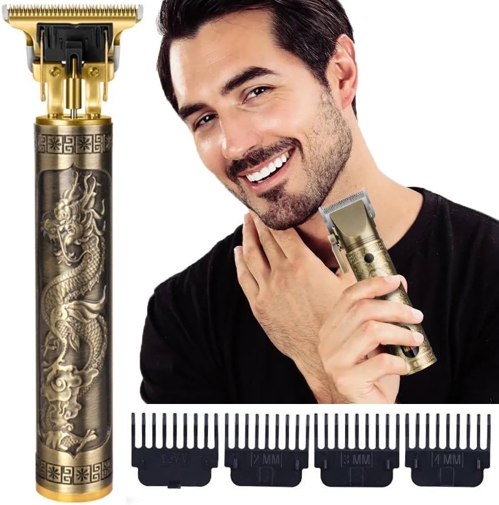 Metal Body Vintage T9 Hair Trimmer for Men – Professional USB Rechargeable Beard &amp; Hair Cutting Machine | Precision Shaver with Powerful Motor