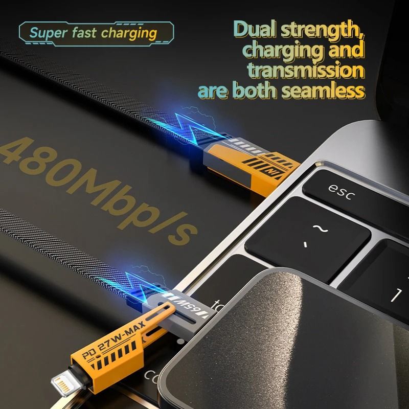 4 In 1 Data Cable – USB-C & Lightning Connectors, Braided Durable Design, Fast Charging (Without Box) View Gallery - Pakistan