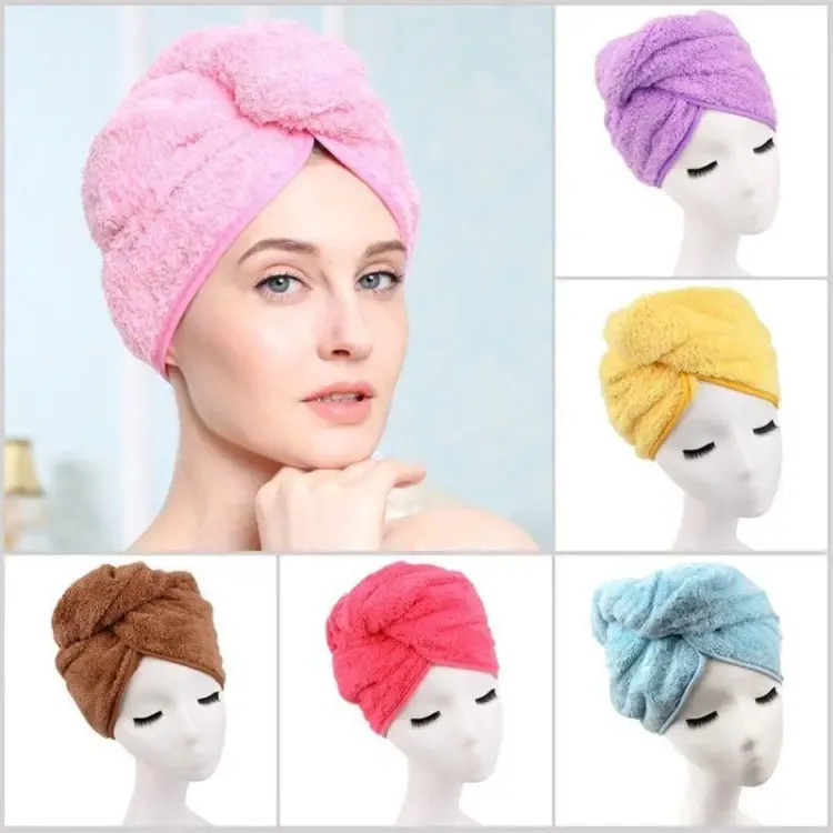 Hair Drying Towel Cap – Quick Dry, Soft & Absorbent Turban Wrap For Women | Anti-Frizz Hair Wrap Towel For Bathroom & Salon Use (Random Color) View Gallery - Pakistan