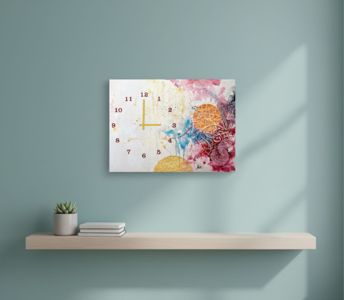 Abstract Science-Themed Wall Clock – Digital Printed Wooden Decor, 12x16 Inch, (Without Battery) View Gallery - Pakistan