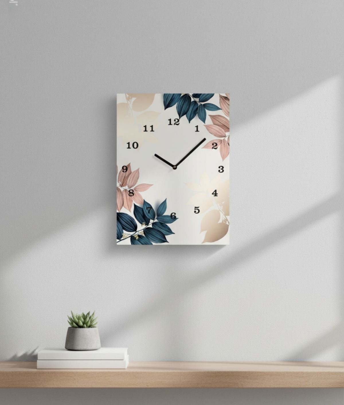 Floral Printed Wooden Wall Clock – 12x16 Inch Decorative (Without Battery) View Gallery - Pakistan