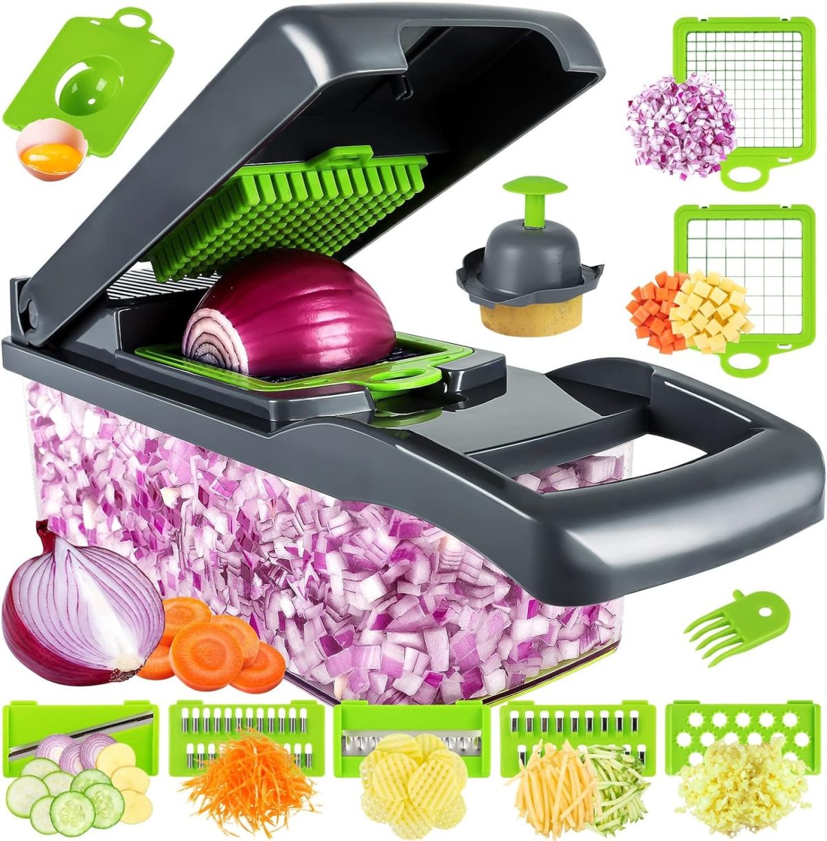16-in-1 Multifunctional Vegetable Cutter &amp; Slicer – Kitchen Tool with Interchangeable Blades