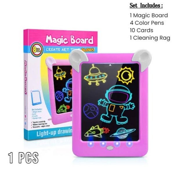 Kids Magic Glow Pad: 3D Light-Up Drawing Board for Creative Play and Learning View Gallery - Pakistan