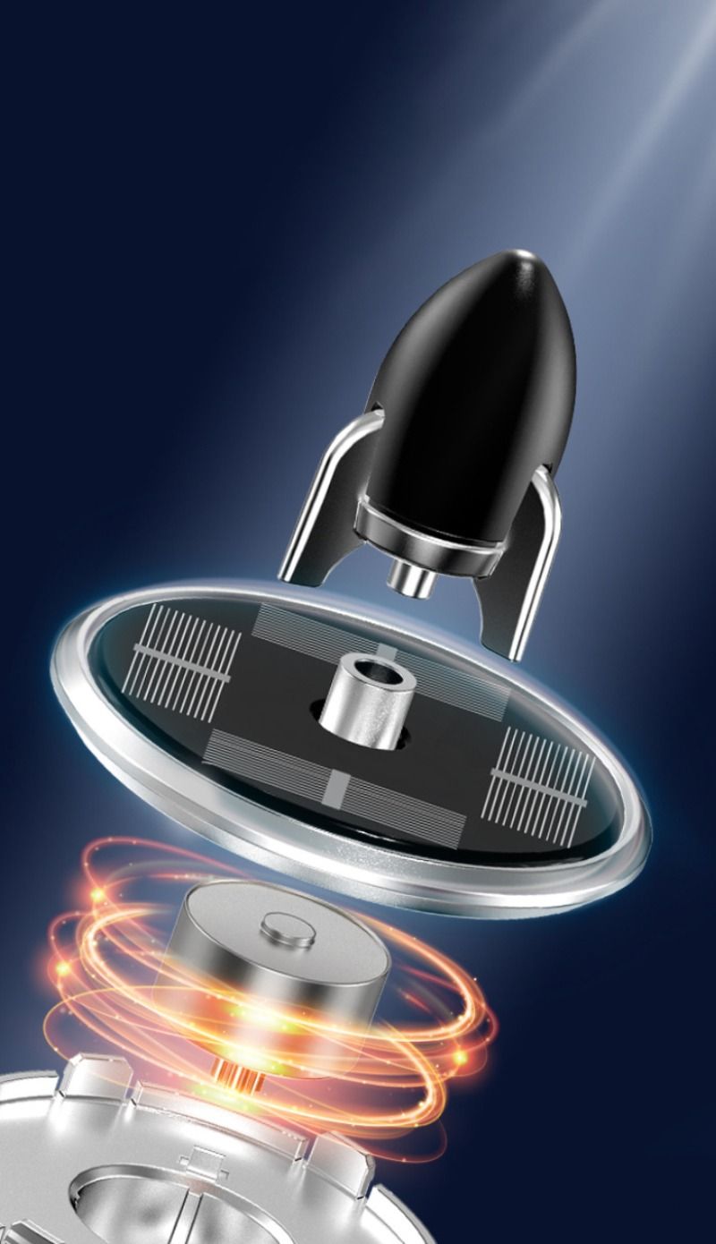 Solar Powered Speech Rocket Car Air Freshener – Rotating Solar Fragrance Diffuser | Long-Lasting Aroma & Stylish Dashboard Decor (Speech Rocket) View Gallery - Pakistan