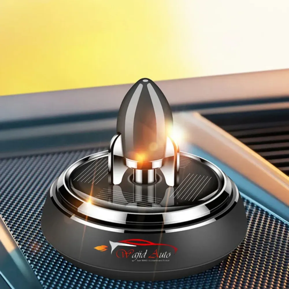 Solar Powered Speech Rocket Car Air Freshener – Rotating Solar Fragrance Diffuser | Long-Lasting Aroma & Stylish Dashboard Decor (Speech Rocket) View Gallery - Pakistan