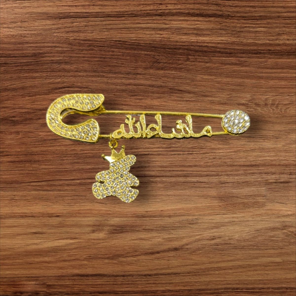 Mashallah Safety Pin with Rhinestone Bear Charm – Islamic Baby Gift & Protection Accessory View Gallery - Pakistan