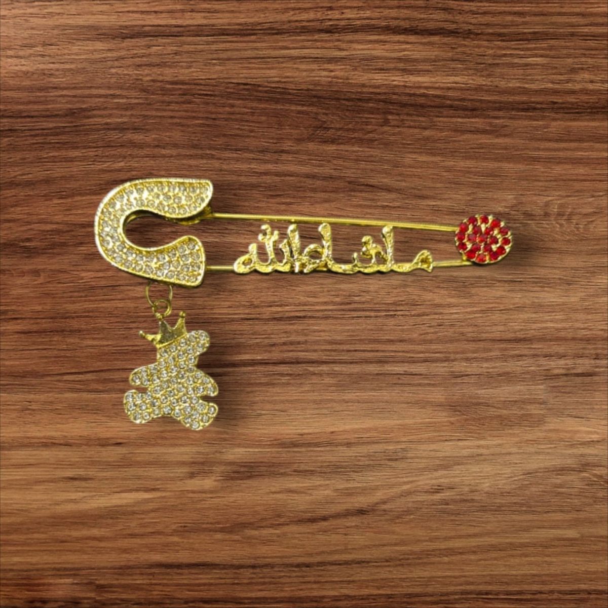 Mashallah Safety Pin with Rhinestone Bear Charm – Islamic Baby Gift & Protection Accessory View Gallery - Pakistan