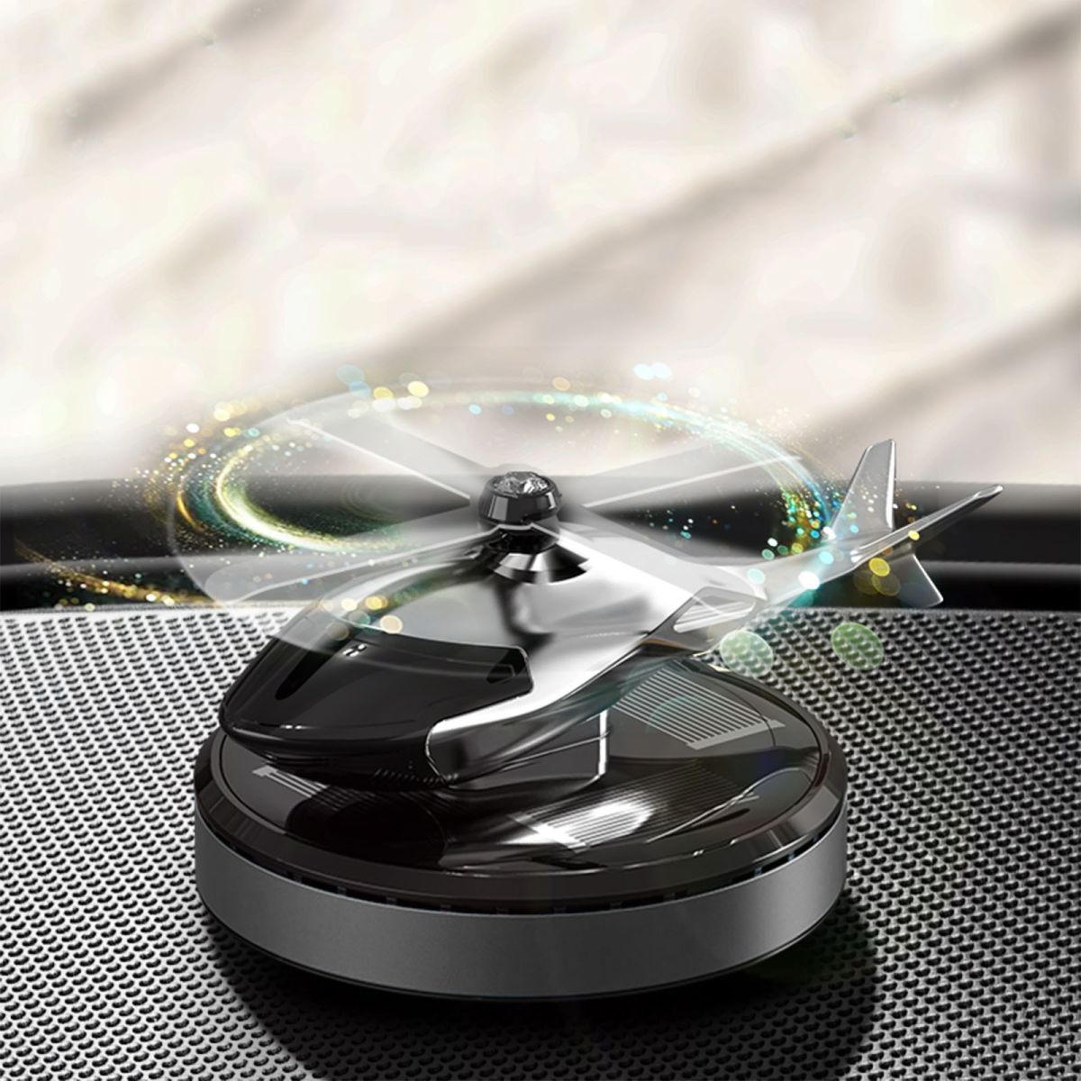 Solar Powered Car Aroma Diffuser – Helicopter Design Air Freshener Perfume for Dashboard View Gallery - Pakistan
