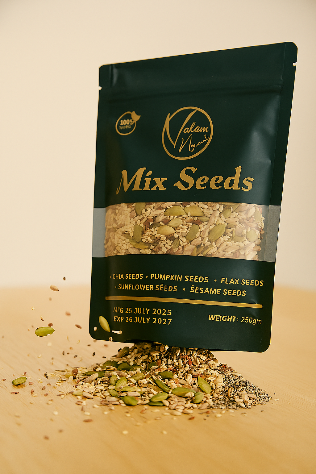 Valam Naturals Mix Seeds 250g – Healthy Blend of Pumpkin, Flax, Sunflower, Sesame & Chia Seeds View Gallery - Pakistan