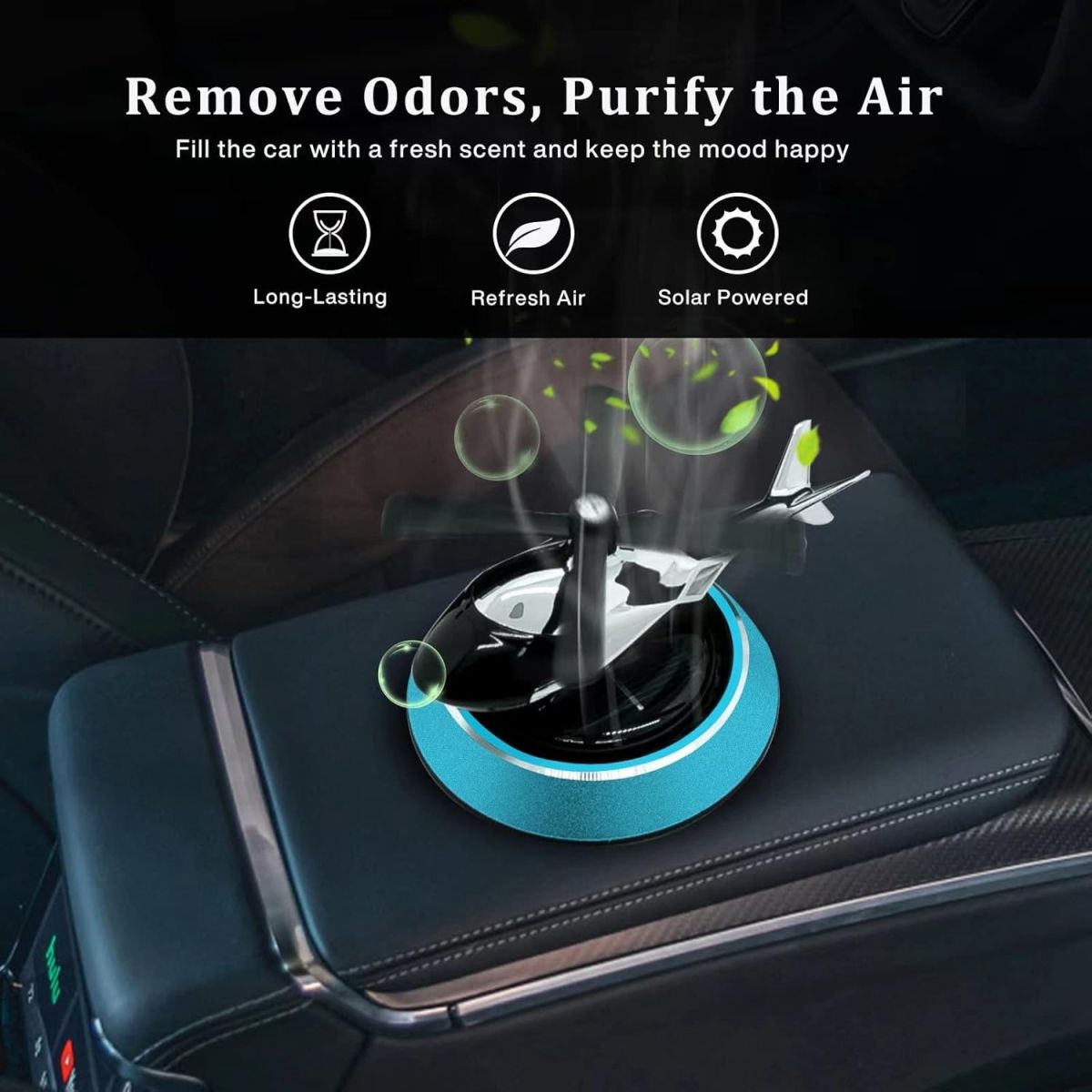 Solar Powered Car Aroma Diffuser – Helicopter Design Air Freshener Perfume for Dashboard View Gallery - Pakistan