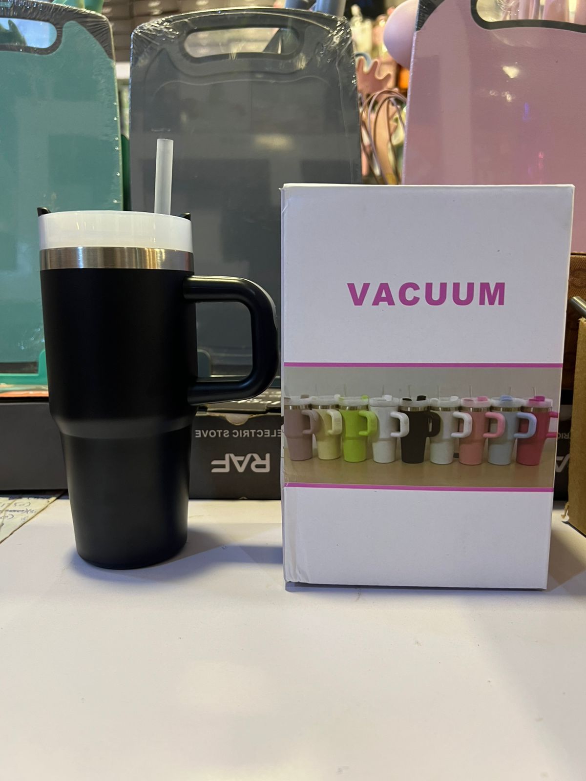 Mini Insulated Tumbler with Handle – Stainless Steel Travel Mug with Straw Lid (Hot & Cold) (480ml) View Gallery - Pakistan