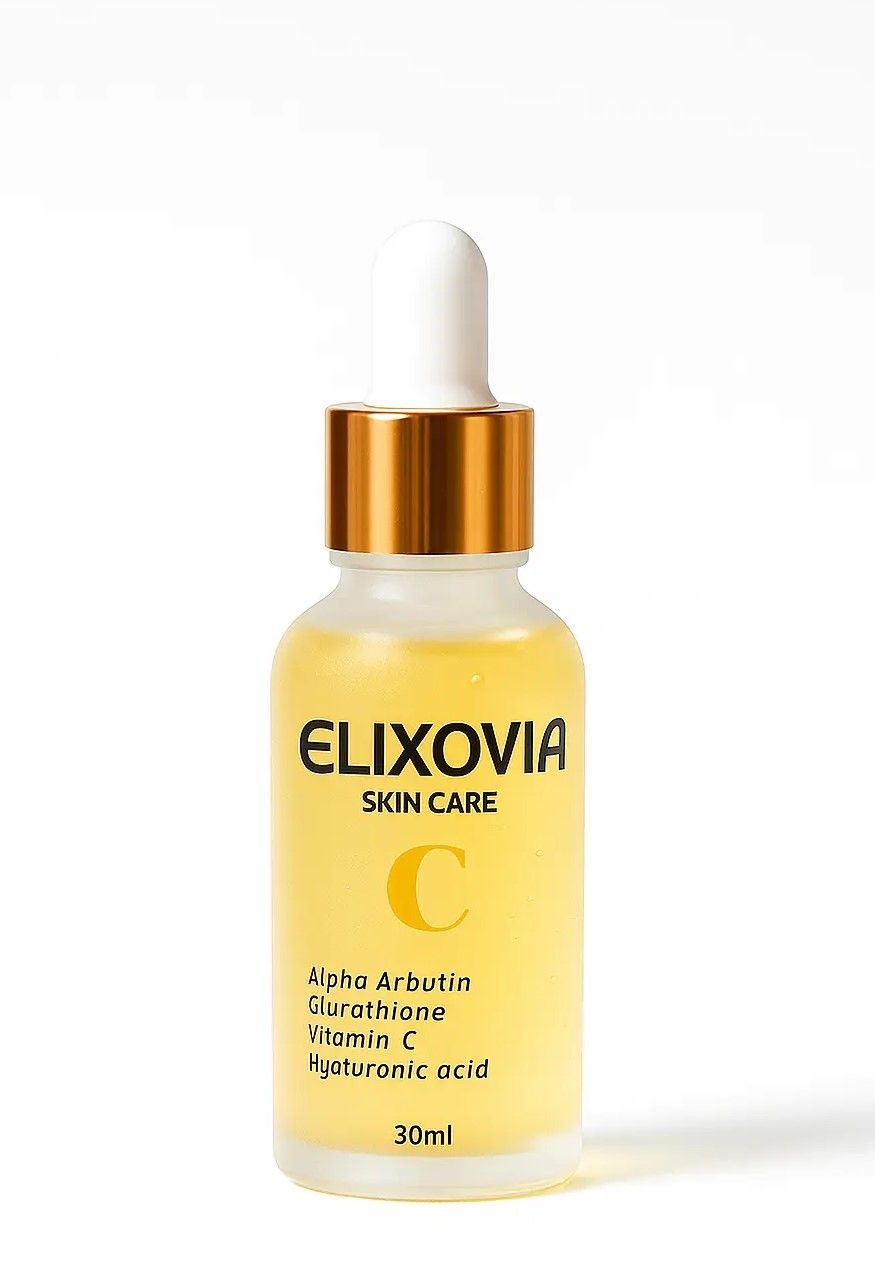 Elixovia Vitamin C Plus Face Serum – Brightening &amp; Hydrating Formula with Alpha Arbutin, Glutathione &amp; Hyaluronic Acid (30ml)