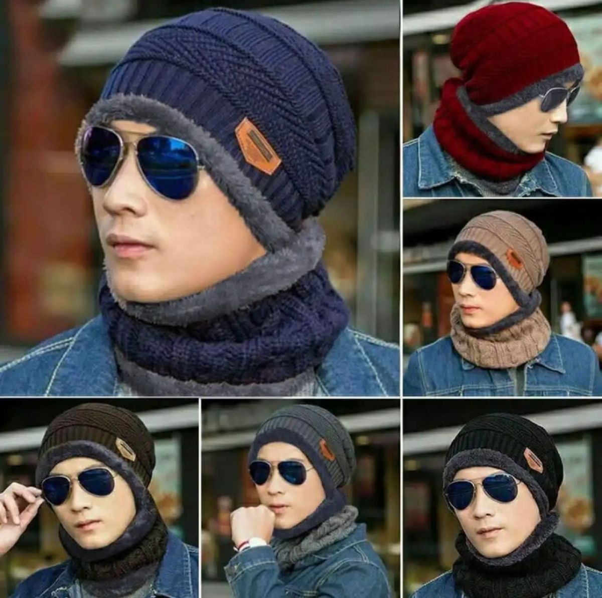 Wool Cap With Neck Warmer | Beanie And Scarf Set With Fleece Mask | Winter Thermal Wool Cap For Men And Women View Gallery - Pakistan