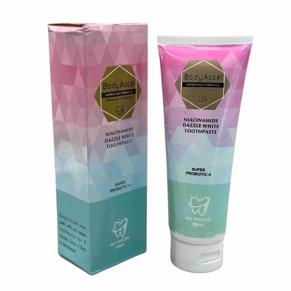 Body Accel Niacinamide Whitening Toothpaste 100ml – Advanced Stain Removal with Probiotics for Bright Smile & Fresh Breath View Gallery - Pakistan
