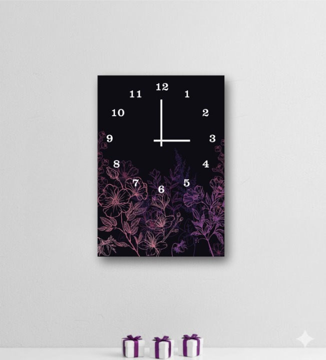 Elegant Floral Digital Printed Wooden Wall Clock – 12x16 Inches Decorative Hanging Clock (Battery Not Included) View Gallery - Pakistan