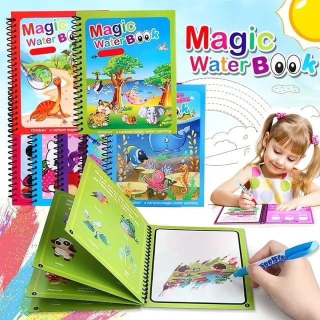 Magic Water Book Painting Drawing Coloring Book With Magic Water Pen ( Random Design ) View Gallery - Pakistan