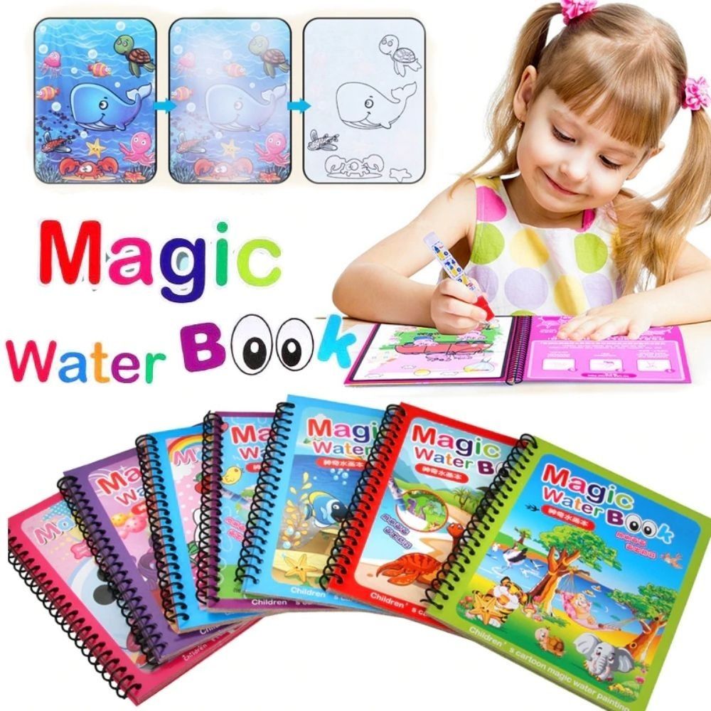 Magic Water Book Painting Drawing Coloring Book With Magic Water Pen ( Random Design ) View Gallery - Pakistan