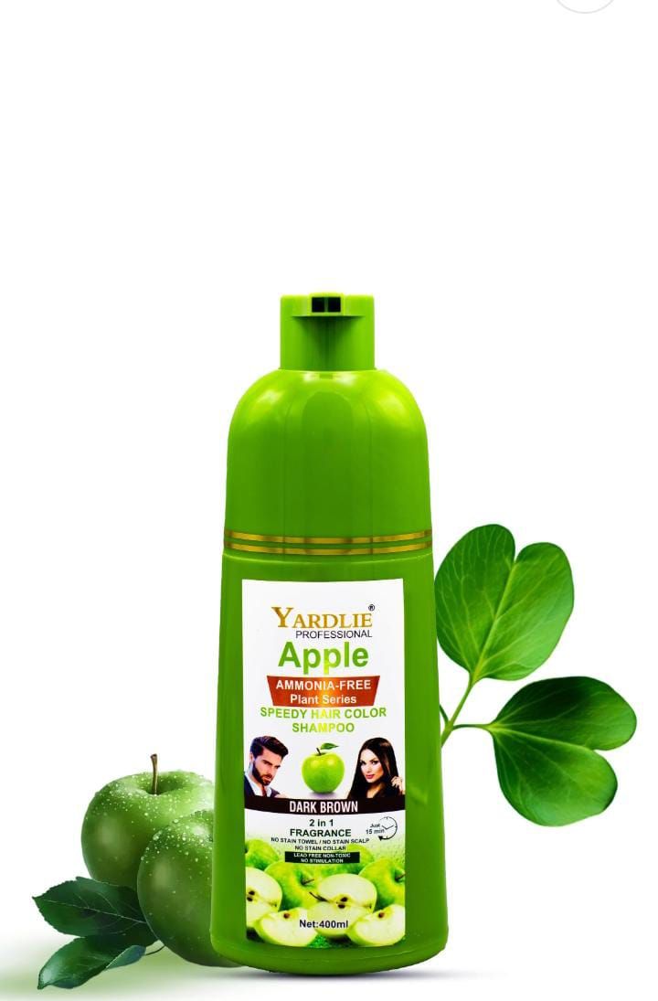 Yardlie Apple Hair Color Shampoo – 2-in-1 Natural Black & Brown Color + Cleanse Formula 400ml – Easy Use for Shiny, Healthy Hair View Gallery - Pakistan
