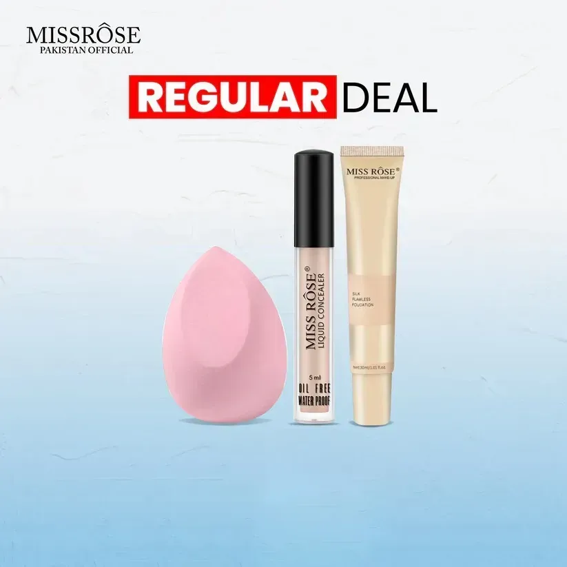 Miss Rose 3 PC Regular Deal Silk Foundation Concealer & Blender View Gallery - Pakistan