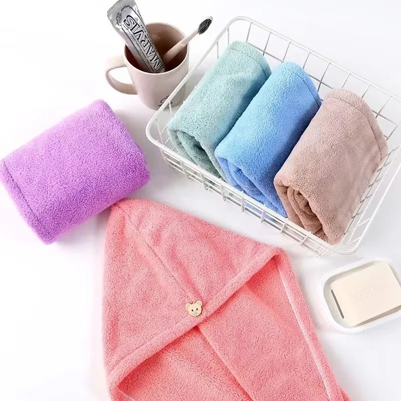 Hair Drying Towel Cap – Quick Dry, Soft &amp; Absorbent Turban Wrap for Women | Anti-Frizz Hair Wrap Towel for Bathroom &amp; Salon Use (Random Color)