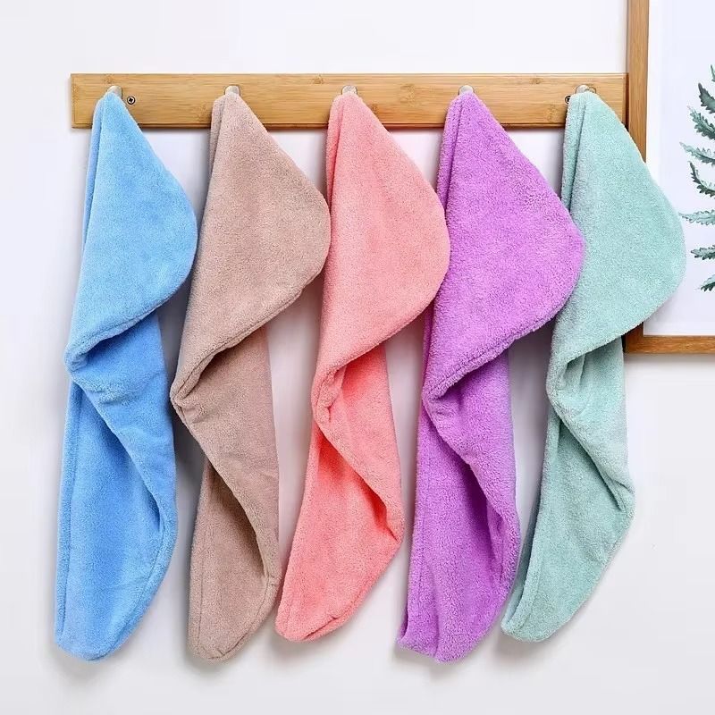 Hair Drying Towel Cap – Quick Dry, Soft & Absorbent Turban Wrap for Women | Anti-Frizz Hair Wrap Towel for Bathroom & Salon Use (Random Color) View Gallery - Pakistan