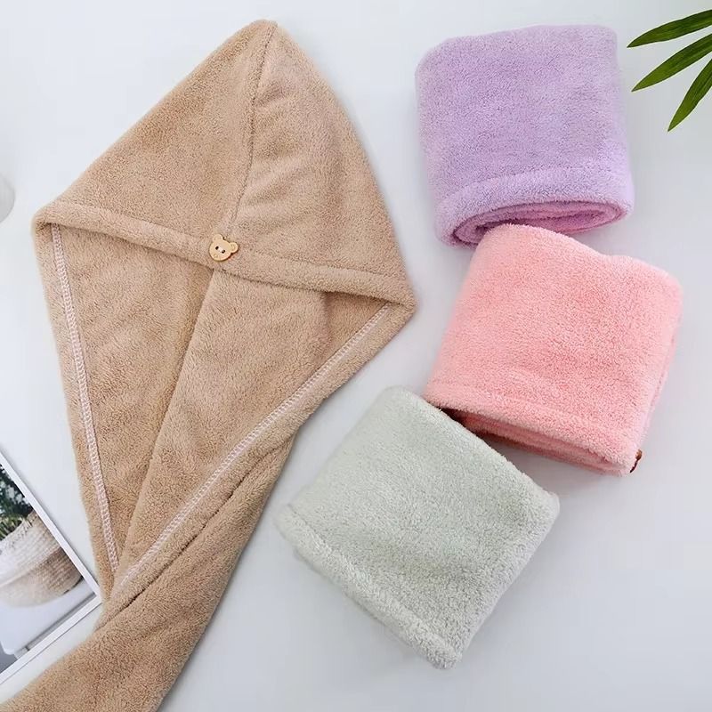 Hair Drying Towel Cap – Quick Dry, Soft & Absorbent Turban Wrap for Women | Anti-Frizz Hair Wrap Towel for Bathroom & Salon Use (Random Color) View Gallery - Pakistan