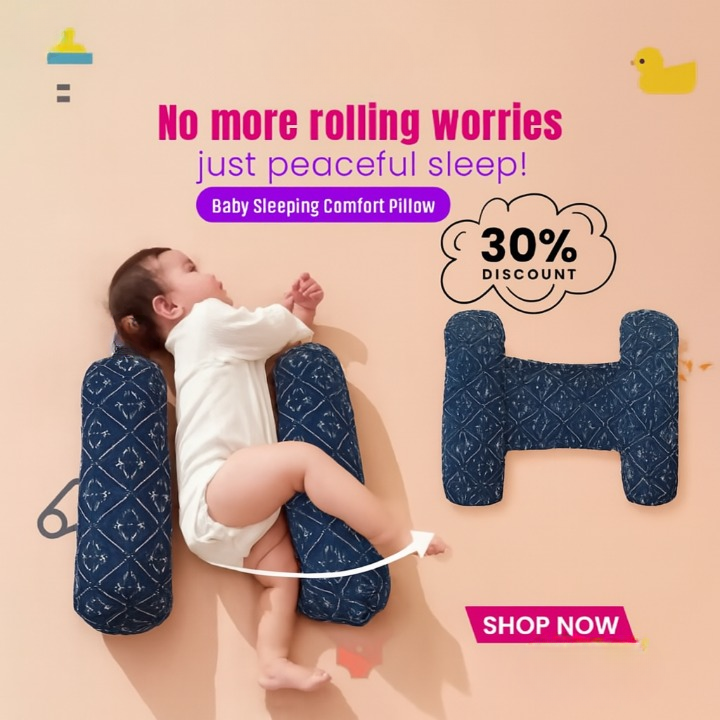 Soft Baby Sleeping Pillow With Neck Support | Comfortable Newborn Pillow For Head & Neck Protection | Printed Baby Sleep Cushion View Gallery - Pakistan