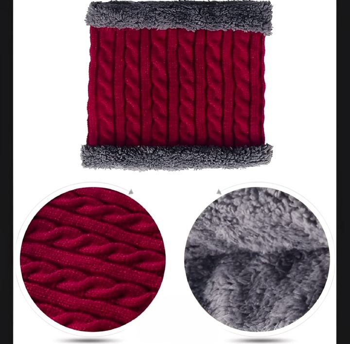 Wool Cap With Neck Warmer | Beanie And Scarf Set With Fleece Mask | Winter Thermal Wool Cap For Men And Women View Gallery - Pakistan