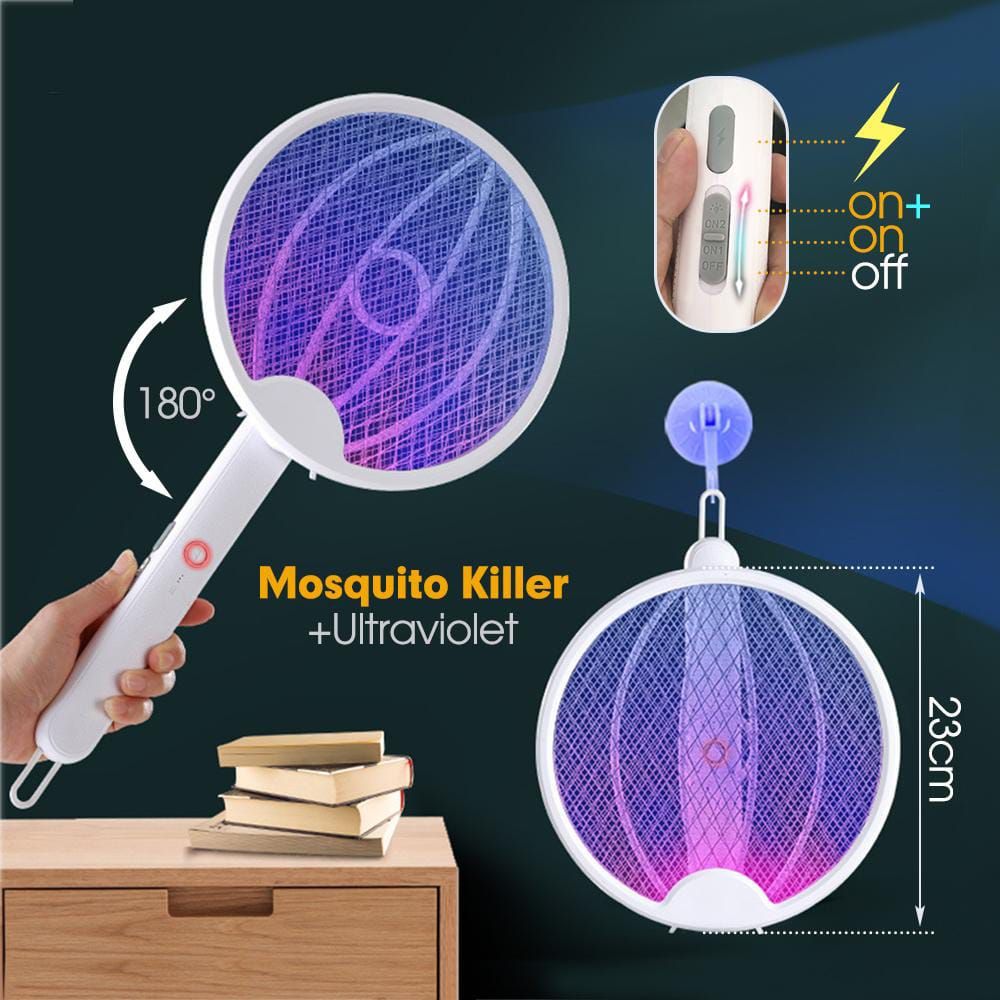 Foldable Mosquito Killer Trap | Electric Rechargeable Bug Zapper Racket For Indoor And Outdoor Mosquito And Insect Control (Random Color) View Gallery - Pakistan