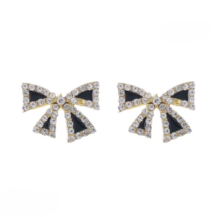 Elegant Zircon Black Bow Tie Earrings (AXJ-112) View Gallery - Pakistan