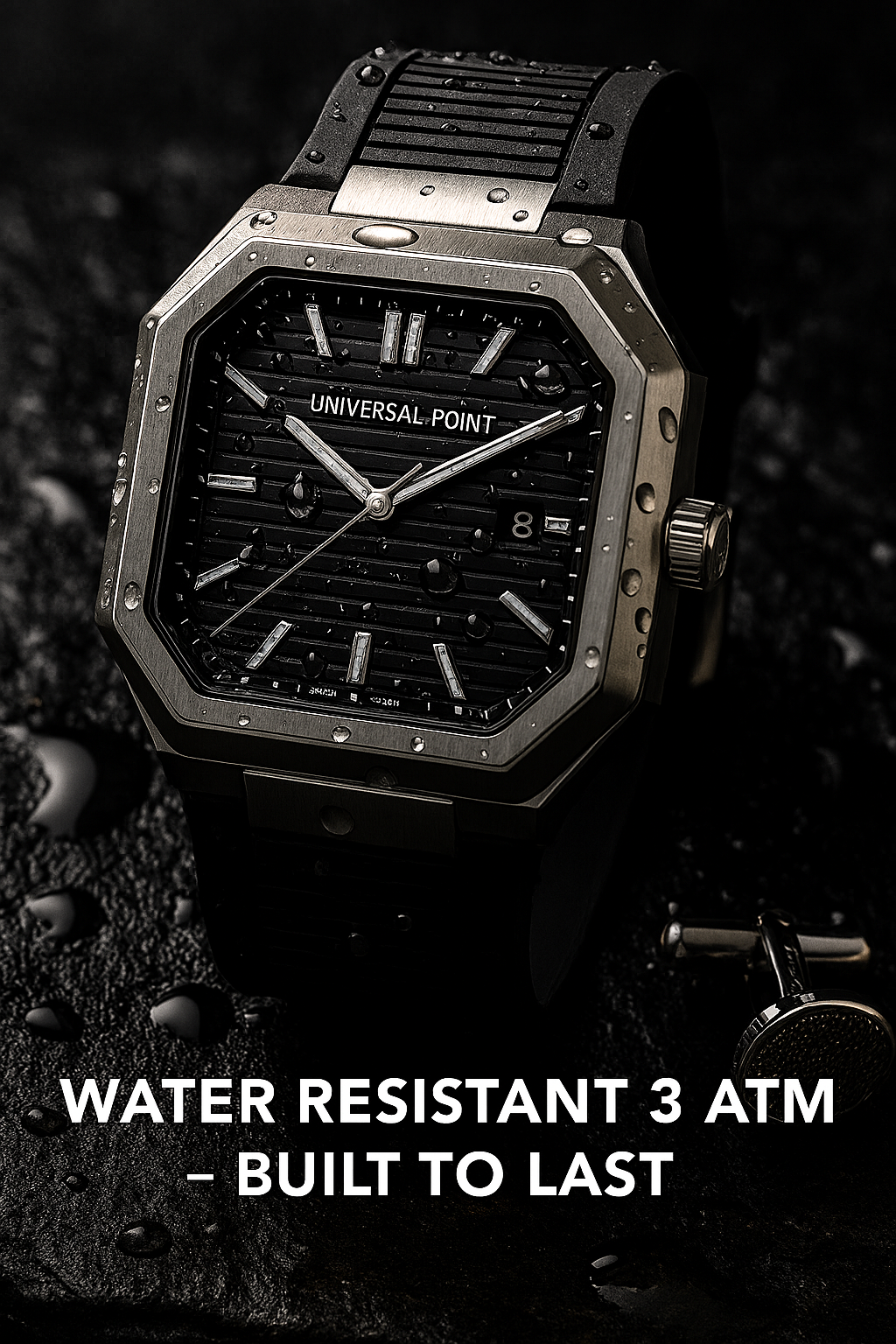 Universal Point UP 1988 – Square Dial Leather Strap Watch | Stainless Steel Case | Water Resistant 3 ATM (With Box) View Gallery - Pakistan