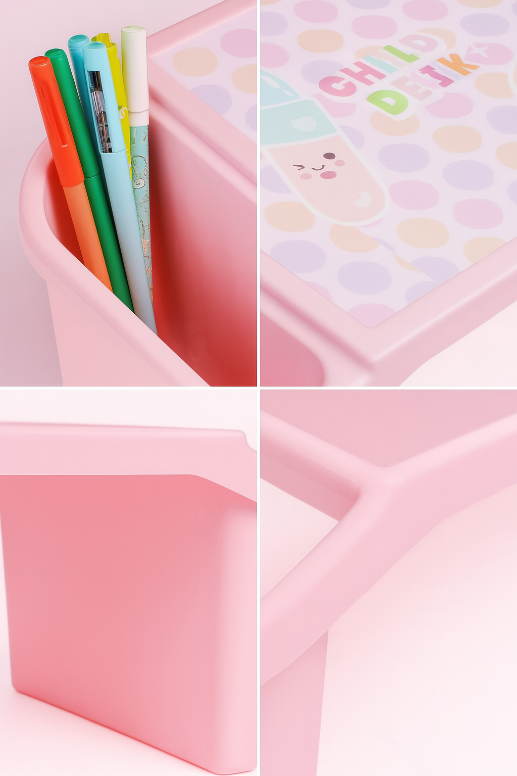 Kids Portable Study Table – Multifunctional Plastic Desk with Side Storage (56x40x30 cm) (Random Color) View Gallery - Pakistan