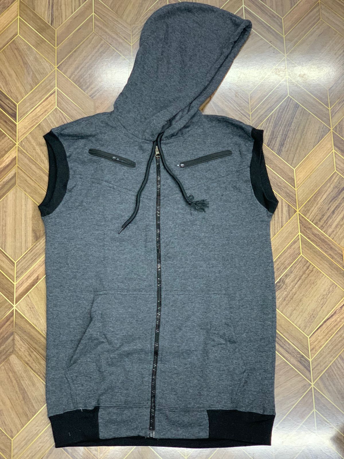Premium Men's Sleeveless Tech Hoodie Vest | Full-Zip, Jersey Fabric | Ultimate Activewear for Gym, Running, and Layering Comfort View Gallery - Pakistan