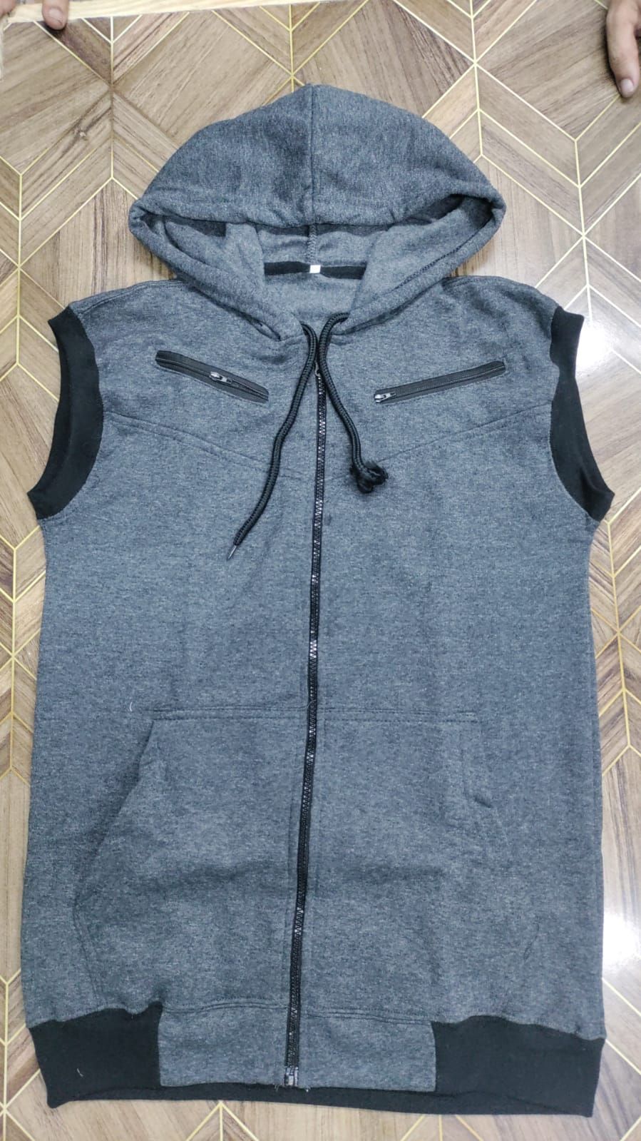 Premium Men's Sleeveless Tech Hoodie Vest | Full-Zip, Jersey Fabric | Ultimate Activewear for Gym, Running, and Layering Comfort View Gallery - Pakistan