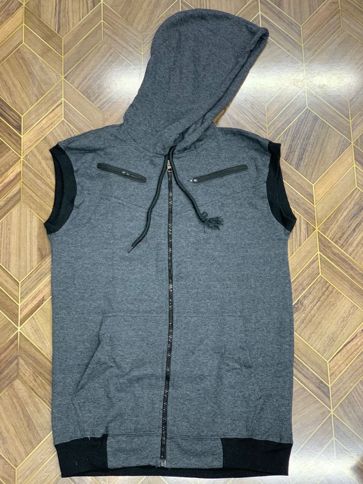 Premium Men's Sleeveless Tech Hoodie Vest | Full-Zip, Jersey Fabric | Ultimate Activewear for Gym, Running, and Layering Comfort View Gallery - Pakistan