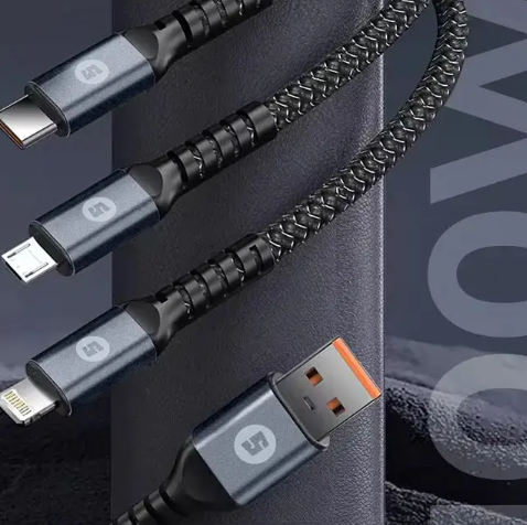 3-in-1 Charge & Sync Cable | Fast Charging + Data Transfer + Multi-Device Compatibility View Gallery - Pakistan