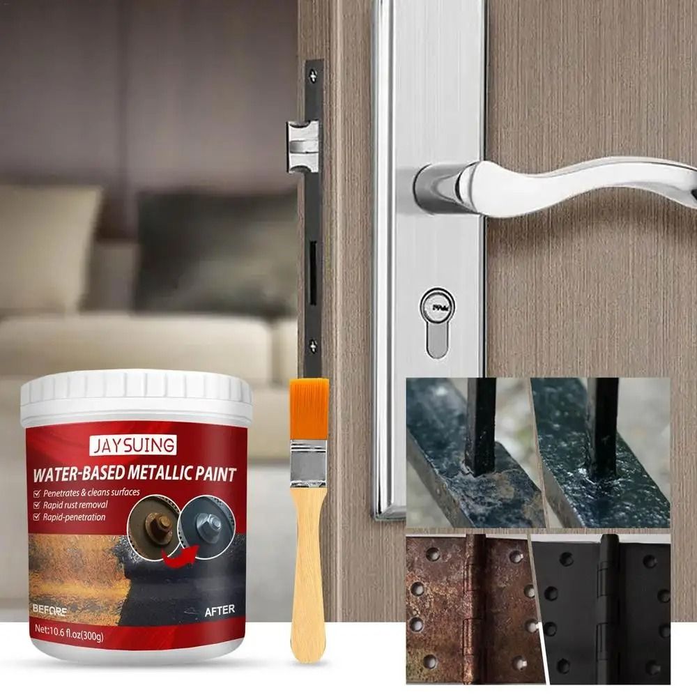 Rust Paint Metallic Paint Anti Rust Protection Coating For Removing Rust From Metal - Black Color (With Brush 300gm)