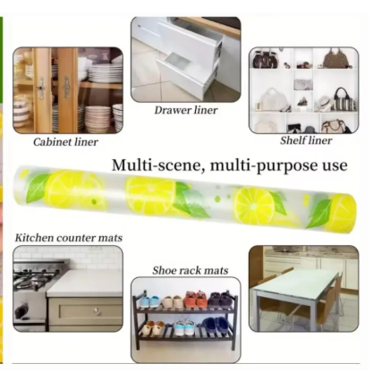 Waterproof Kitchen Mat Shelf Liner 45×150 – Easy To Clean, Oil Proof, Anti Slip Multipurpose Drawer And Shelf Cover (Random Color) View Gallery - Pakistan