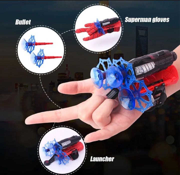 Spider Man Shooter Gloves Toy For Kids – Fun Role Play Web Launcher With Bullets And Launcher Set For Boys And Girls View Gallery - Pakistan