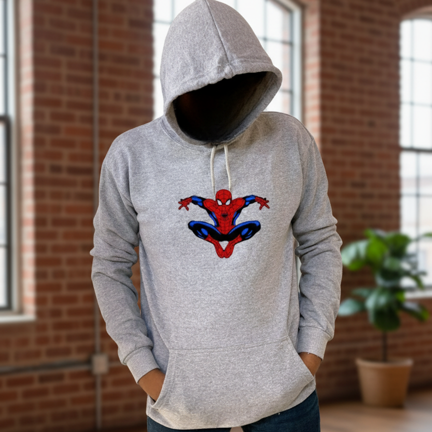 New Summer Collection Full Grey Hoodie SPIDER MAN Printed For Girl And Boys