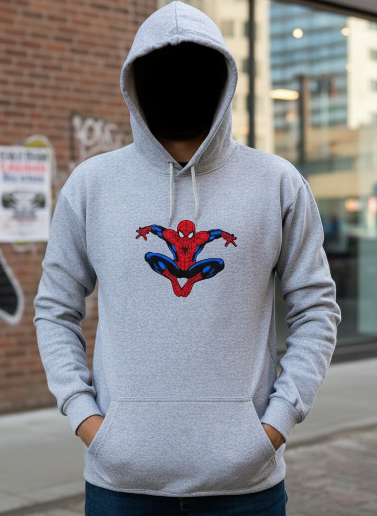 New Summer Collection Full Grey Hoodie SPIDER MAN Printed For Girl And Boys View Gallery - Pakistan