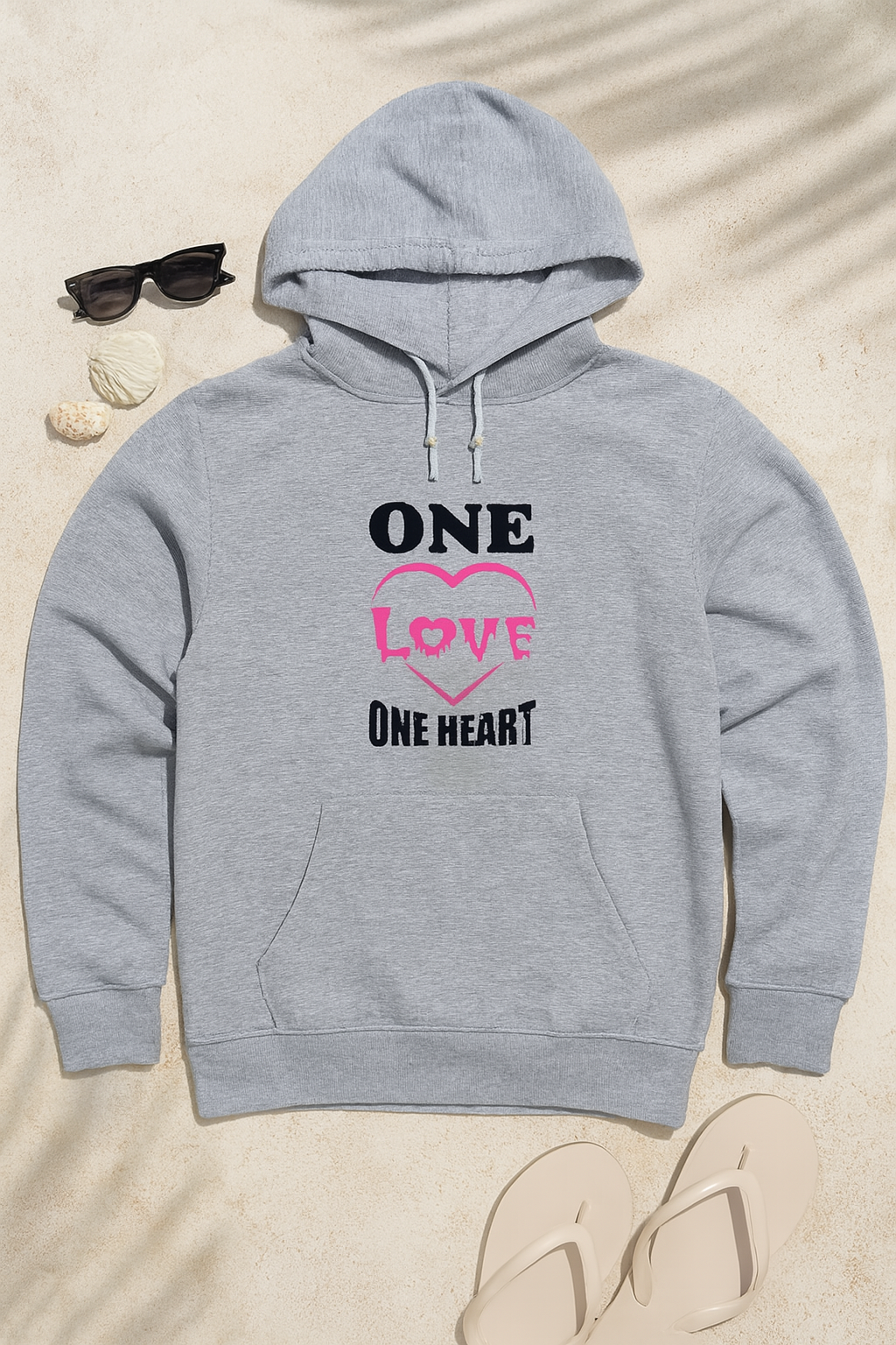 New Summer Collection Full Grey Hoodie one love one heart  Printed For girl And Boys View Gallery - Pakistan