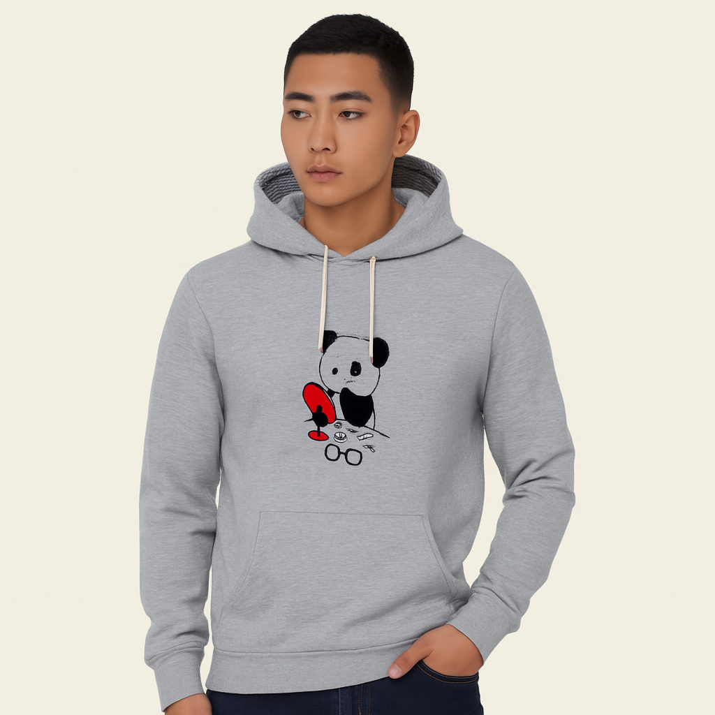 Premium Grey Bear Print Hoodie for Men & Boys – Summer Casual Collection View Gallery - Pakistan